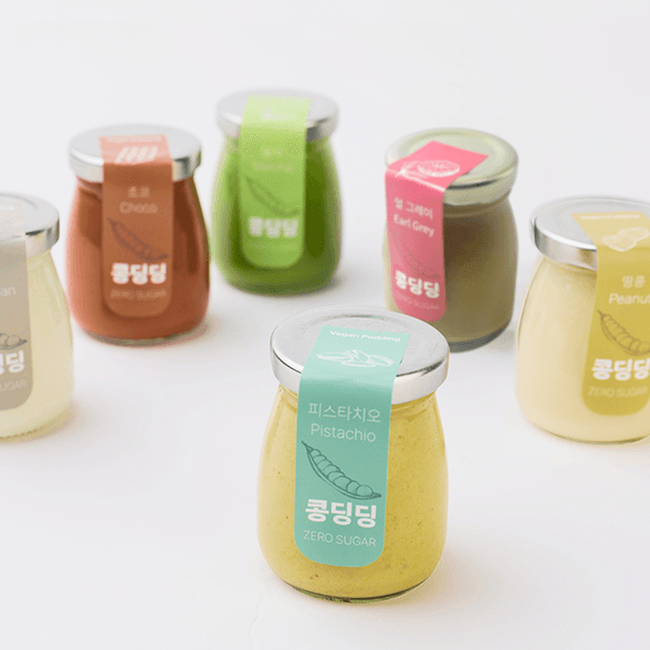 콩으로 만든 무설탕 수제 비건 푸딩 - 콩딩딩