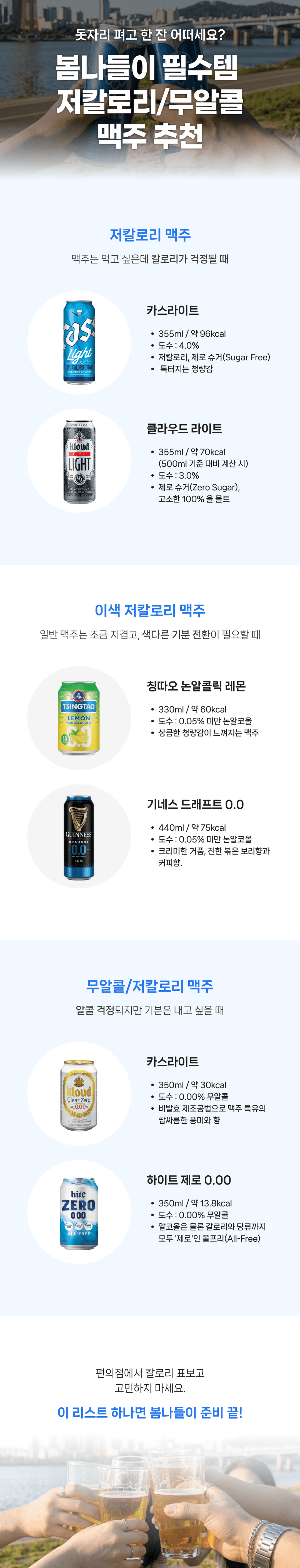 봄나들이 필수템🌸 저칼로리/무알콜 맥주 추천